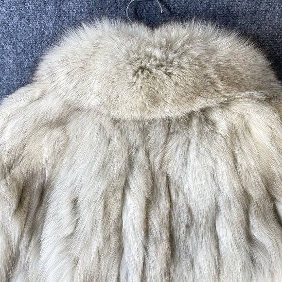 VTG Real Fur Coat Ivory Fox Racoon Look 100% Bemberg Lined Made in Korea Luxury - Picture 5 of 14